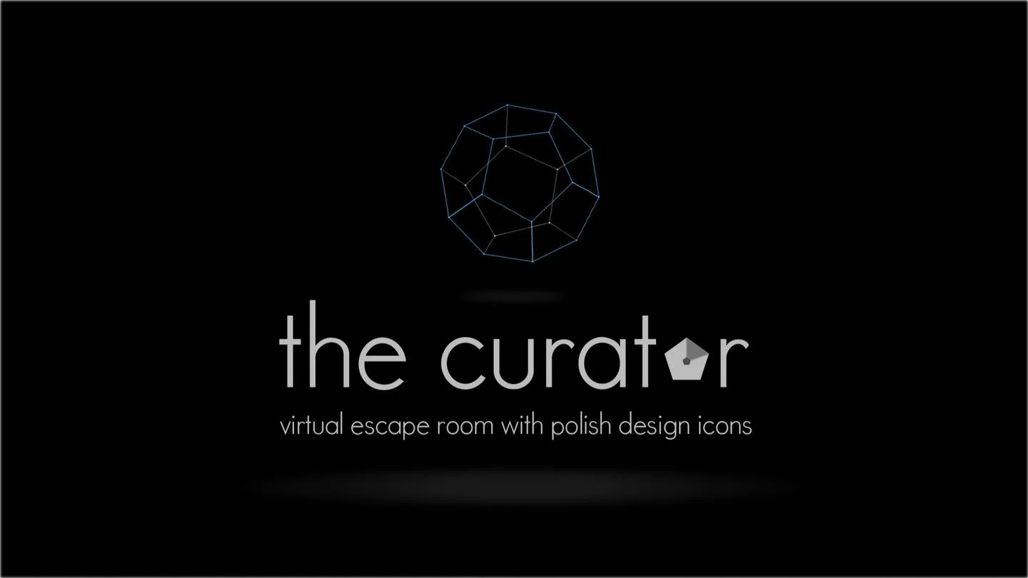 The Curator logo and wireframe sphere on a black background.