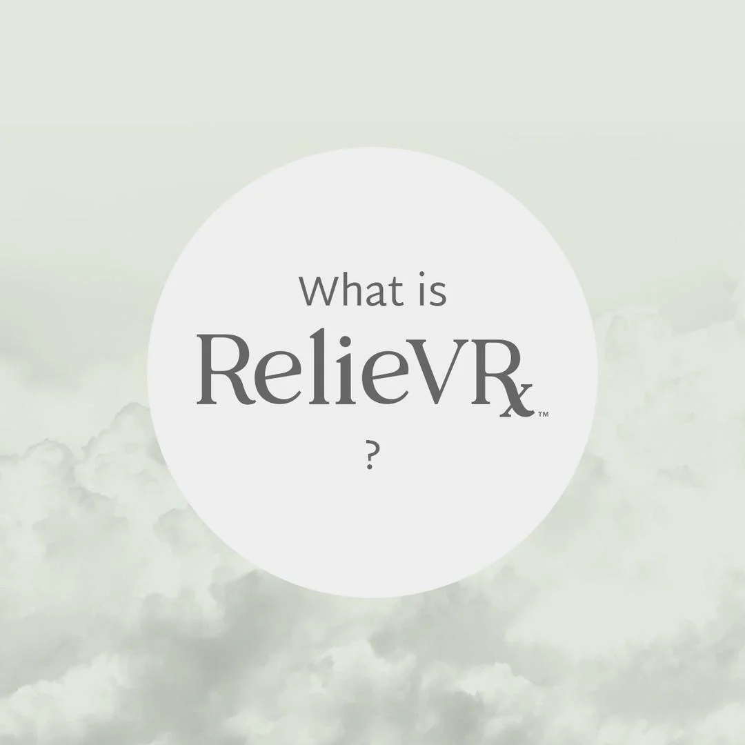 “What is RelieVRx?” title against a pale cloud background.