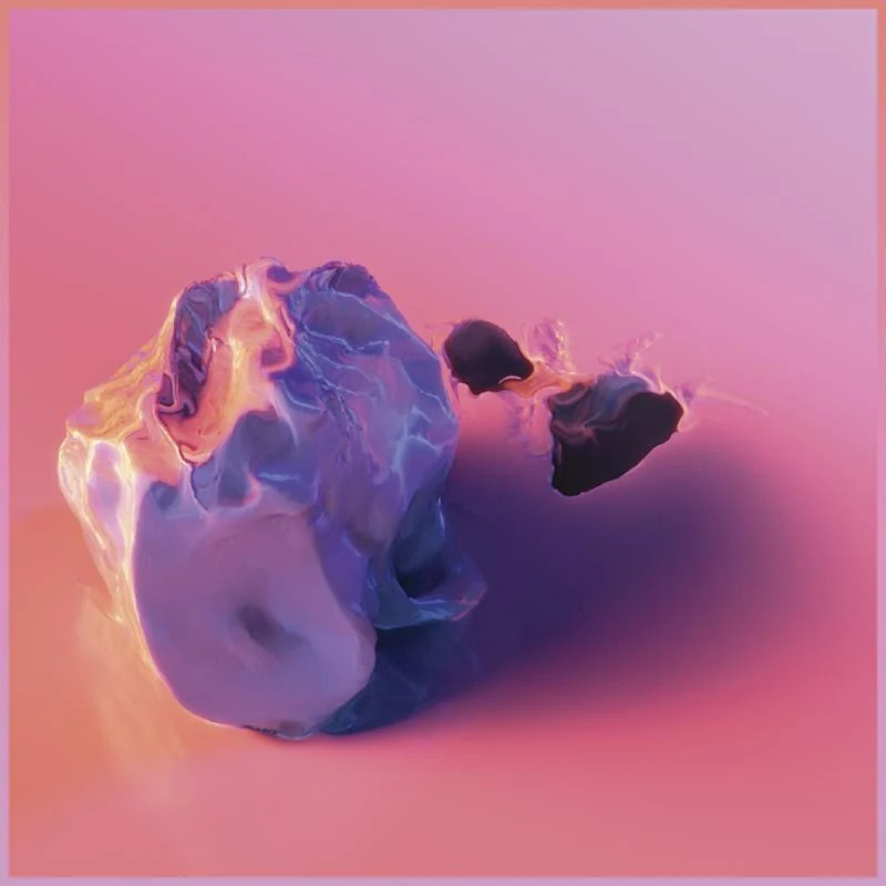 Abstract purple sculptural form on a pink background for Young Galaxy's generative video artwork.